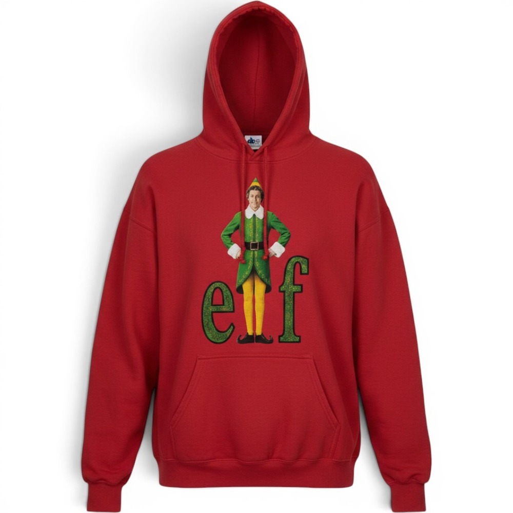 Elf Movie Buddy the Elf Red Graphic Hoodie Sweatshirt Size S/M Christmas Holiday